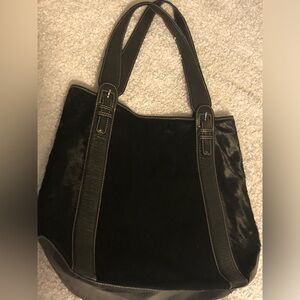 AQUA MADONNA GENUINE CALF HAIR LEATHER BAG shown during live sale